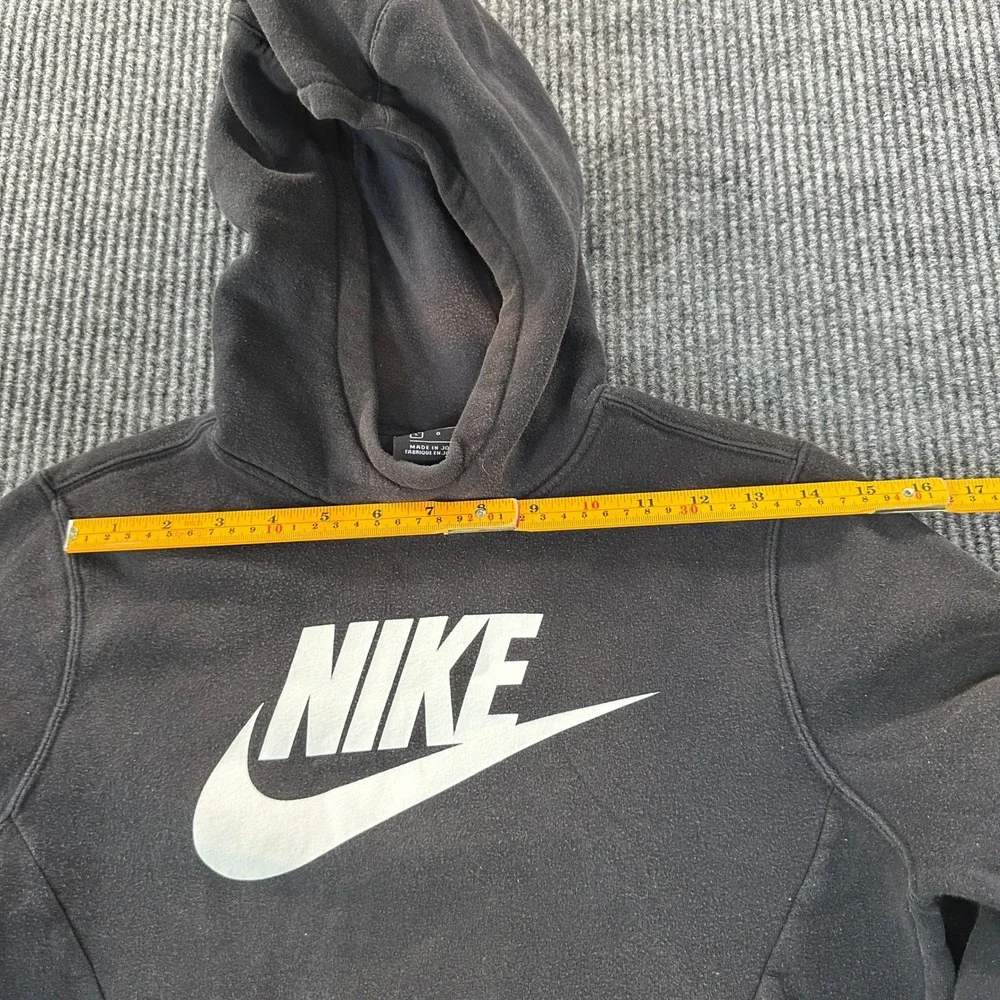 Nike Boys Sportswear Hoodie Size L Black White Swoosh Logo Fleece Pullover